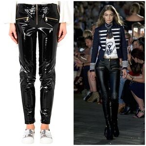 NWT Tommy Hilfiger Collection x Gigi Hadid Leather Poly Biker Pants Black Sz 4